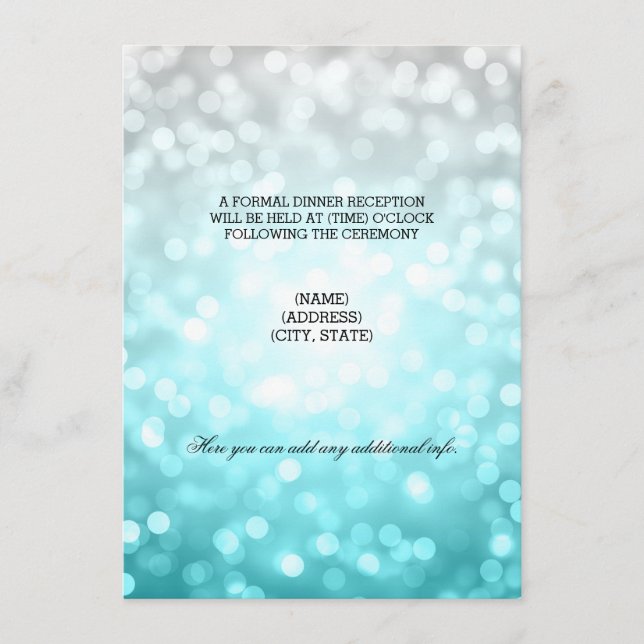 Hochzeitsempfang Beach Ombre Glitzer Lights Begleitkarte (Vorderseite)