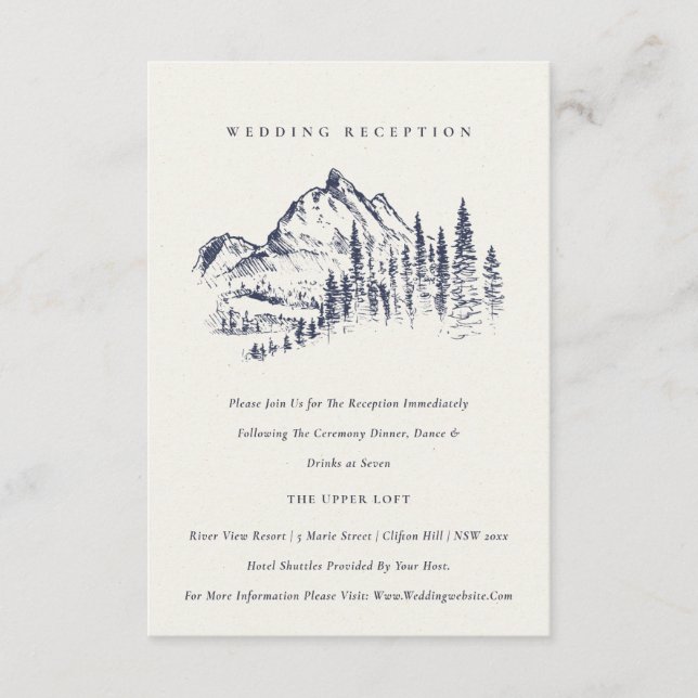 Hochzeitsempfang bei Hochzeitsfeiern mit Pine Wood Begleitkarte (Vorderseite)