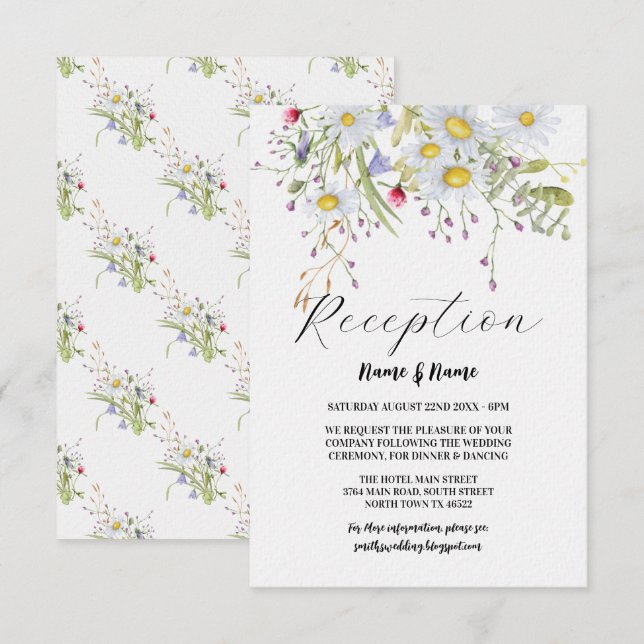 Hochzeitsempfang Blume Wildblumen Frühjahr Begleitkarte (Vorne/Hinten)