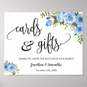 Hochzeitsempfang Boho Blau Schild Karten & Geschen