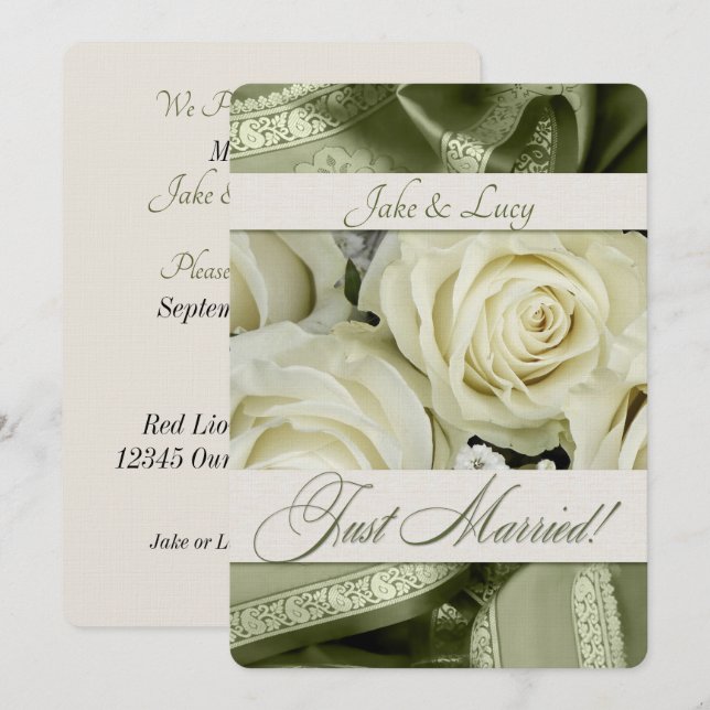 Hochzeitsempfang Bouquet und Green Einladung (Vorne/Hinten)