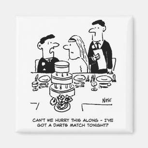 Hochzeitsempfang Bräutigam hat ein Dart-Match Magnet