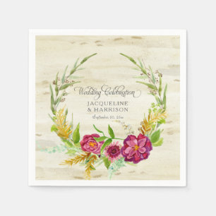 Hochzeitsempfang Burgundy Wreath Rustikales Land Serviette