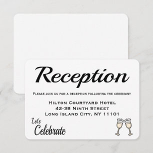 Hochzeitsempfang Champagnergläser Schwarz & Weiß Einladung