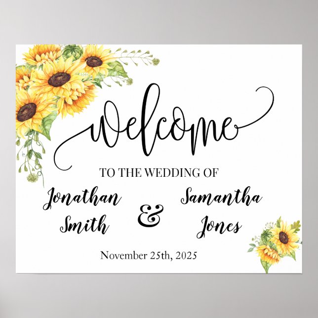 Hochzeitsempfang Country-Chic-Sonnenblumen Poster (Vorne)
