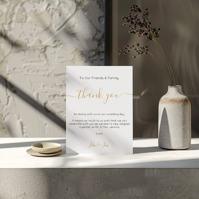 Hochzeitsempfang dank Tischkarte Tischnummer (Wedding reception thank you Table Card with gold script)