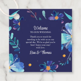 Hochzeitsempfang der Blue Floral Fiesta Geschenkanhänger