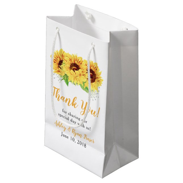 Hochzeitsempfang der gelben Sonnenblume Kleine Geschenktüte (Vorderseite Schrägansicht)