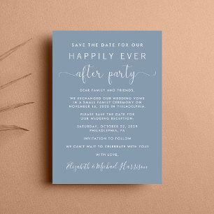 Hochzeitsempfang Dusty Blue Save the Date Ankündigung