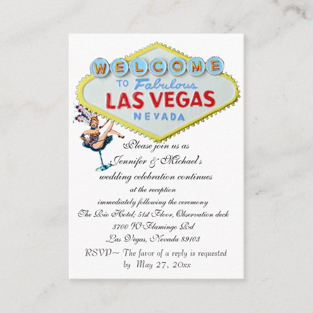 Hochzeitsempfang Einladung Las Vegas Showgirl (Vorderseite)