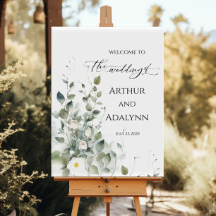 Hochzeitsempfang - elegantes Grün und Rose Poster
