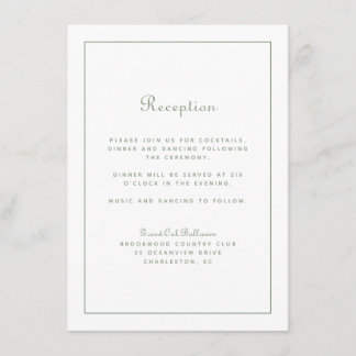 Hochzeitsempfang Elegantes Skriptmagazin Grün Weiß Begleitkarte