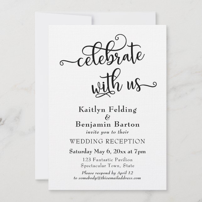 Hochzeitsempfang "Feiern mit uns" Typografie 2 Einladung (Vorderseite)