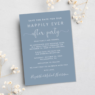 Hochzeitsempfang Foto Dusty Blue Save the Date Ankündigung