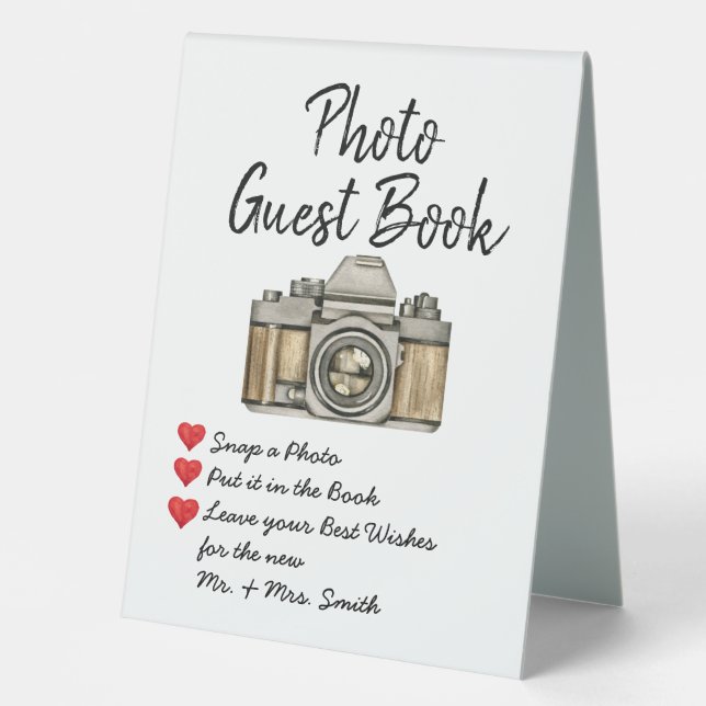 Hochzeitsempfang Foto Gästebuch Foto Gästebuch Tischaufsteller (Vorderseite)