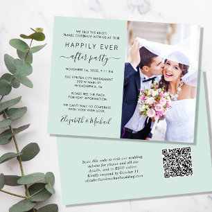 Hochzeitsempfang Foto QR Code Minze Einladung