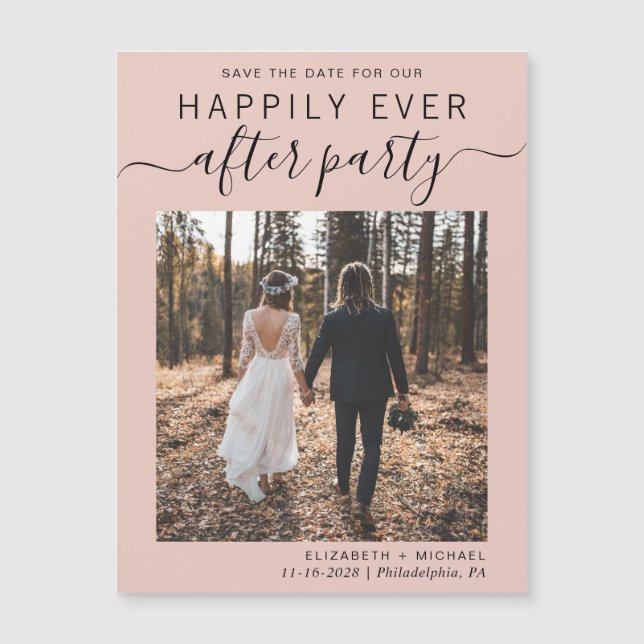 Hochzeitsempfang - Foto Save the Date blau Magnetkarte (Vorderseite)