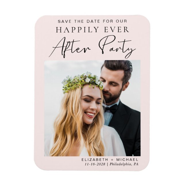 Hochzeitsempfang Foto Save the Date rosa Magnet (Vertikal)