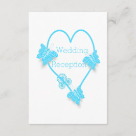 Hochzeitsempfang für blaues Herz und Schmetterling Begleitkarte