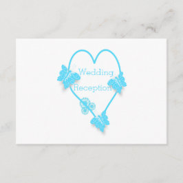 Hochzeitsempfang für blaues Herz und Schmetterling Begleitkarte