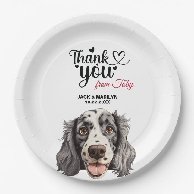 Hochzeitsempfang für englische Setter Pappteller (Vorderseite)