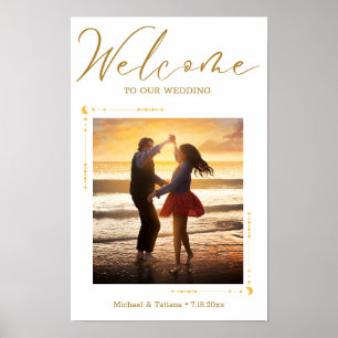 Hochzeitsempfang für Foto mit Goldschrift Poster