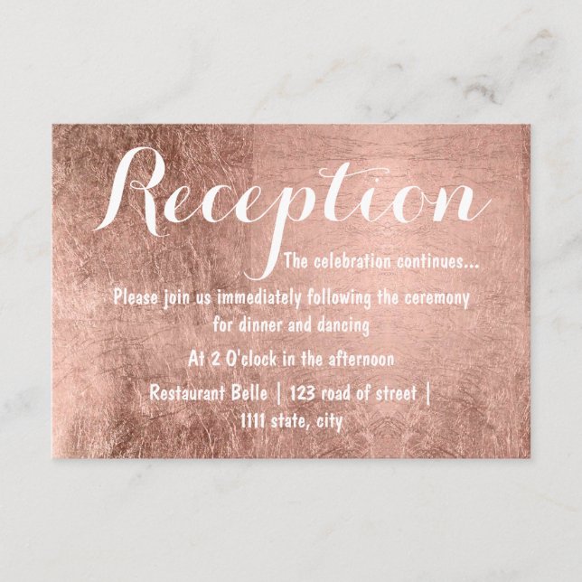 Hochzeitsempfang für Luxus-Imitate Rose Begleitkarte (Vorderseite)