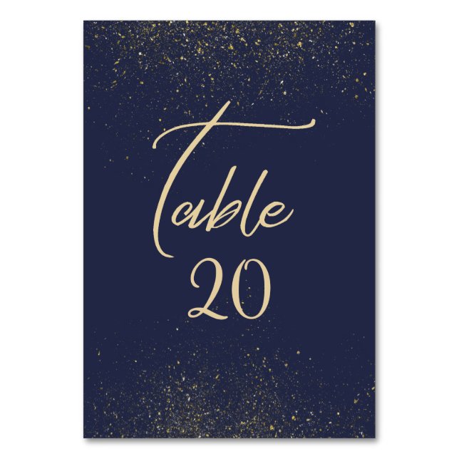 Hochzeitsempfang für Marine, Gold Stardust Tischnummer (Vorderseite)