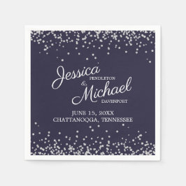 Hochzeitsempfang für Navy Blue Silver White Glitze Serviette