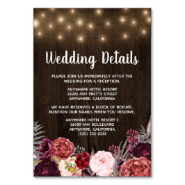 Hochzeitsempfang für Peony Wood + Unterkunftskarte Tischnummer