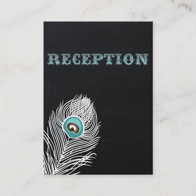 Hochzeitsempfang für Pfauenpfauchen Begleitkarte (Vorderseite)