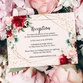 Hochzeitsempfang für rote Rose und Gold Begleitkarte