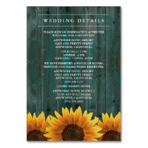 Hochzeitsempfang für Sonnenblumen + Unterkunftskar