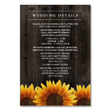 Hochzeitsempfang für Sonnenblumen + Unterkunftskar