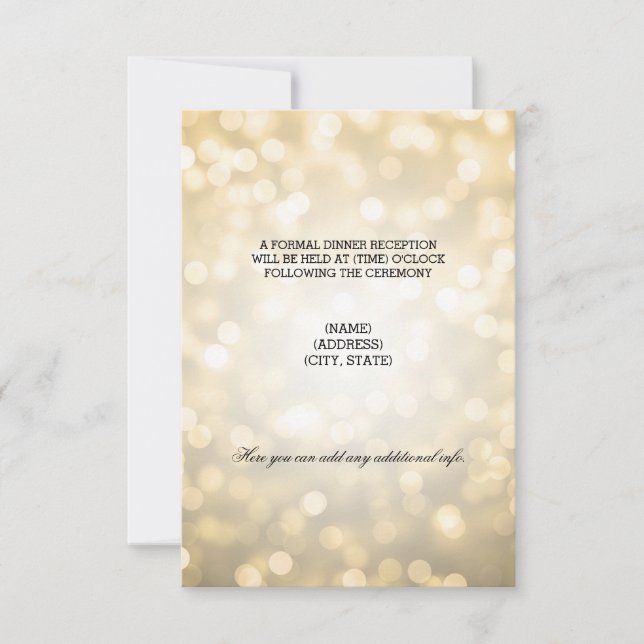 Hochzeitsempfang Gold Glitzer Lights RSVP Karte (Vorderseite)