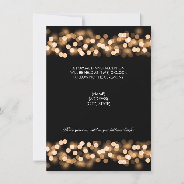 Hochzeitsempfang Gold Hollywood Glam Einladung (Vorderseite)