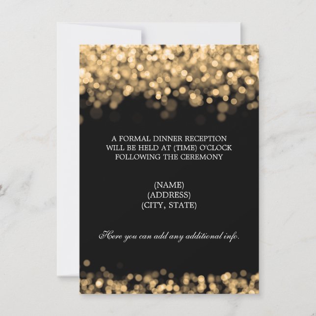 Hochzeitsempfang Gold Lights Einladung (Vorderseite)