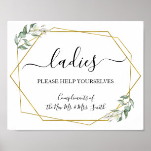 Hochzeitsempfang Grünschild der Damen in Powder Poster
