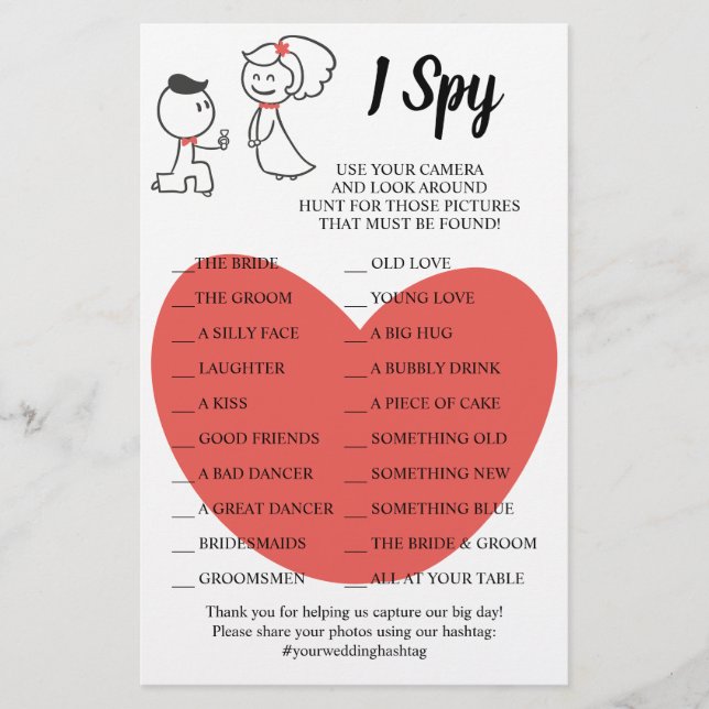 Hochzeitsempfang I Spy Game Card Flyer (Vorne)