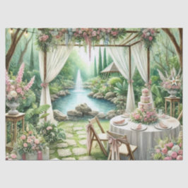 Hochzeitsempfang im Freien Elegante Dekoration Seidenpapier