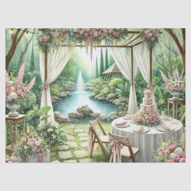 Hochzeitsempfang im Freien Elegante Dekoration Seidenpapier (Vorderseite)