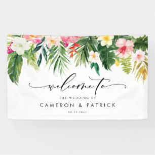 Hochzeitsempfang im tropischen Garten Watercolor Banner