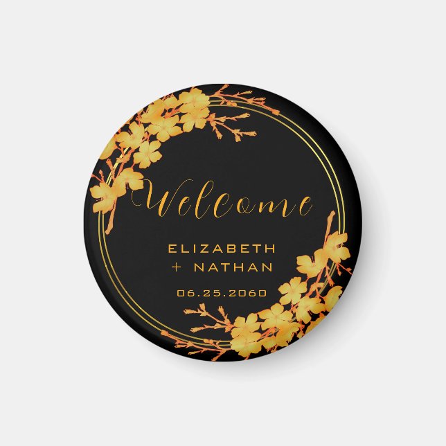 Hochzeitsempfang in Black & Gold Magnet (Vorne)
