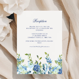 Hochzeitsempfang in Dusty Blue und Navy Begleitkarte