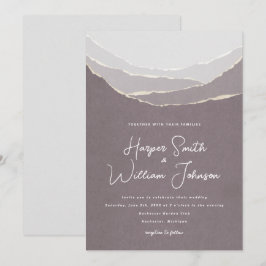 Hochzeitsempfang in rosa zerrissenen Papierbergen Einladung