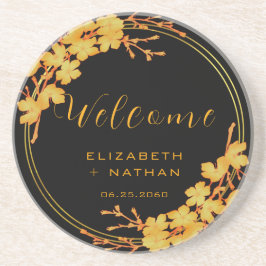 Hochzeitsempfang in Schwarz und Gold Getränkeuntersetzer