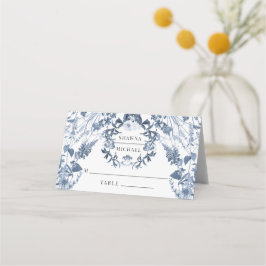 Hochzeitsempfang in Wildblume Blau und Weiß Platzkarte