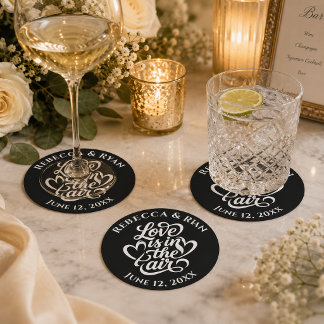 Hochzeitsempfang - Love is in the Air Runder Pappuntersetzer