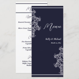 Hochzeitsempfang Marine und White Elegant Menükarte