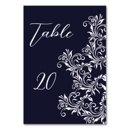 Hochzeitsempfang Marine und White Elegant Tischnummer